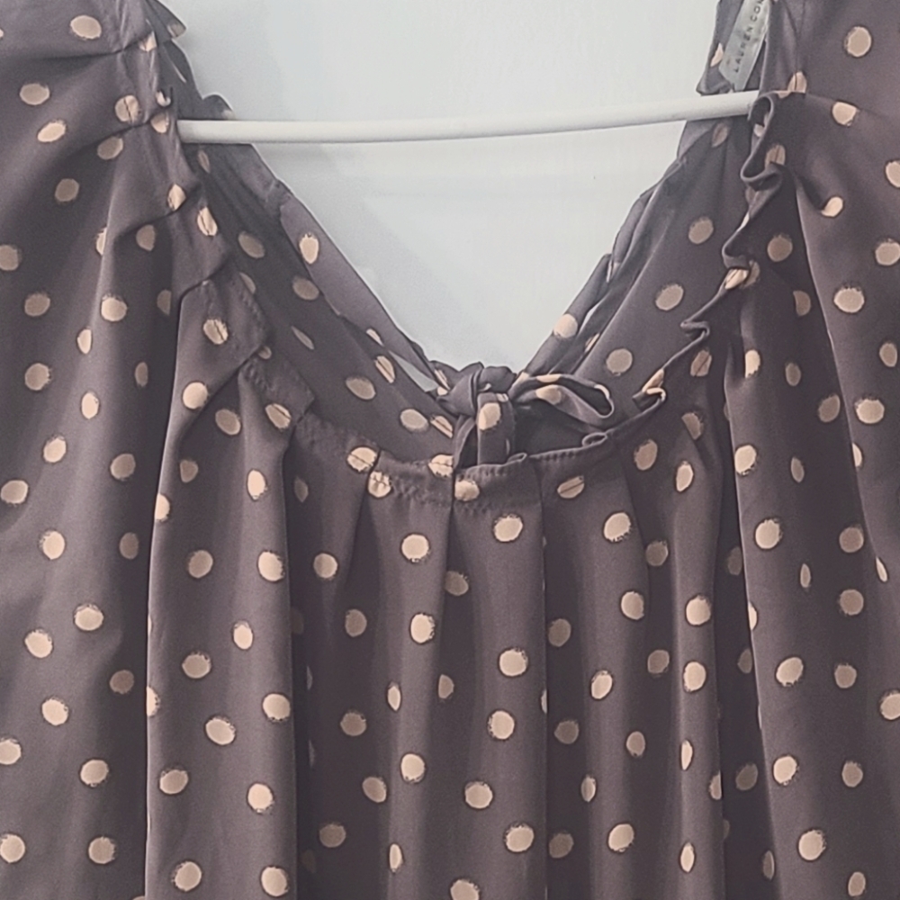 Polka dot taupe blouse by Lauren Conrad size large